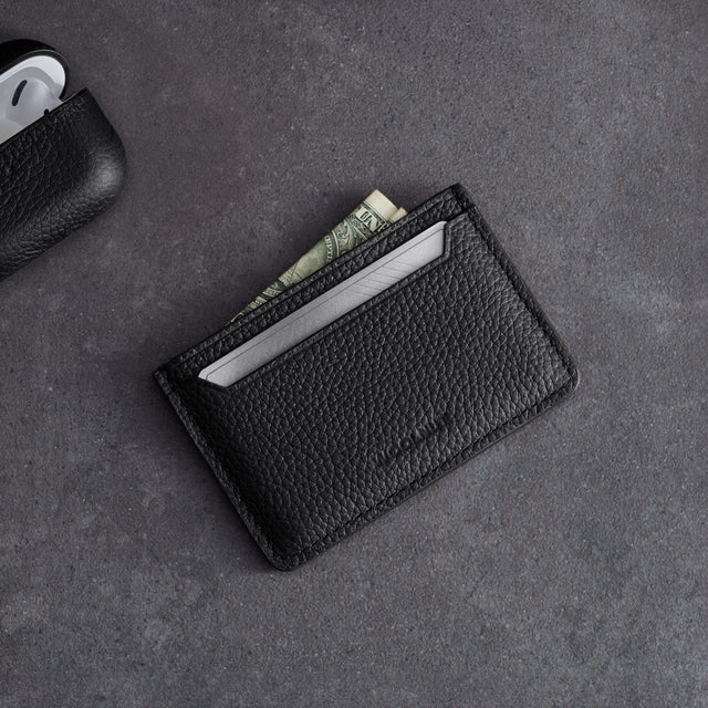 woolnut leather card holder black