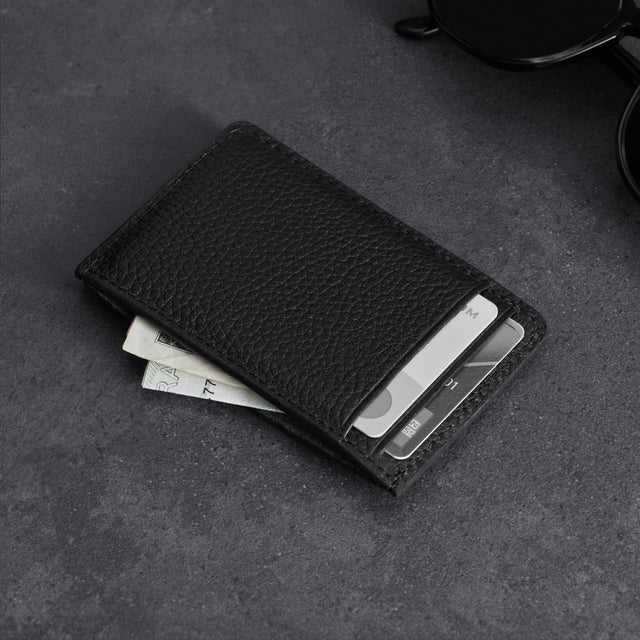 woolnut leather card holder black
