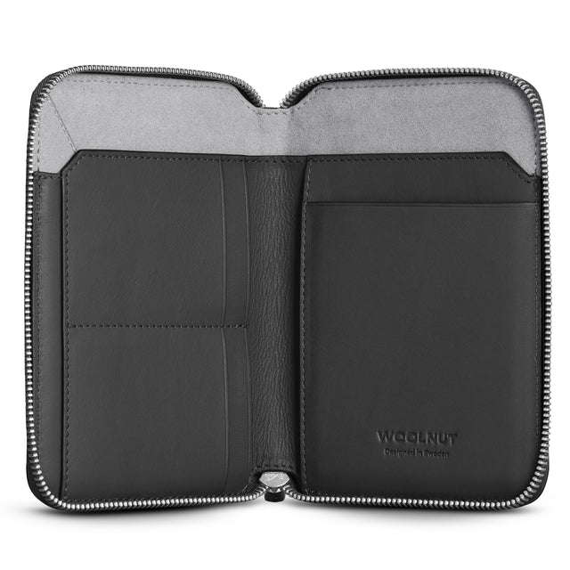 WOOLNUT premium folio travel accessories organizer leather black