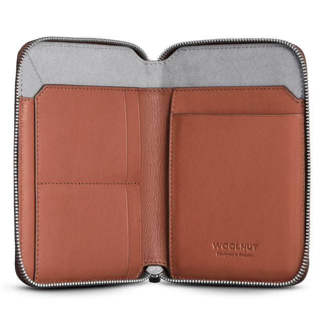 WOOLNUT premium folio travel accessories organizer leather cognac