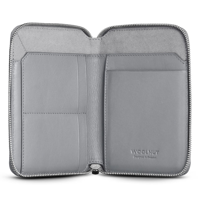 WOOLNUT premium folio travel accessories organizer leather grey