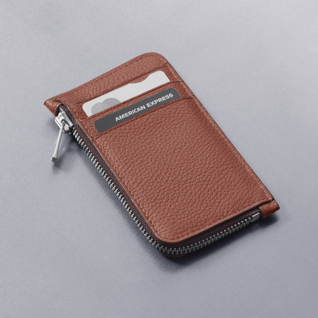 woolnut card wallet zipper cognac