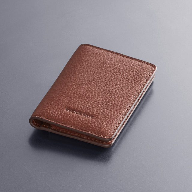 woolnut mens leather wallet slim cards bills cognac