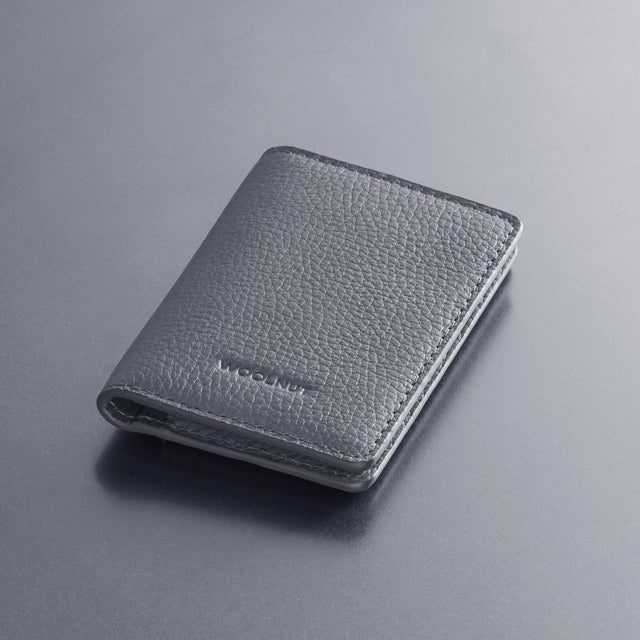 woolnut mens leather wallet slim cards bills grey