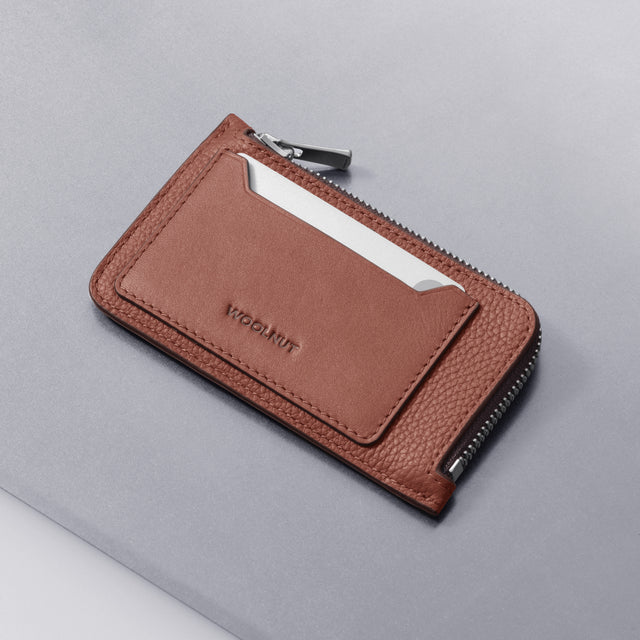 woolnut leather wallet coin cognac brown