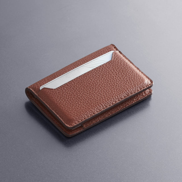 leather wallet bifold slim cards cognac