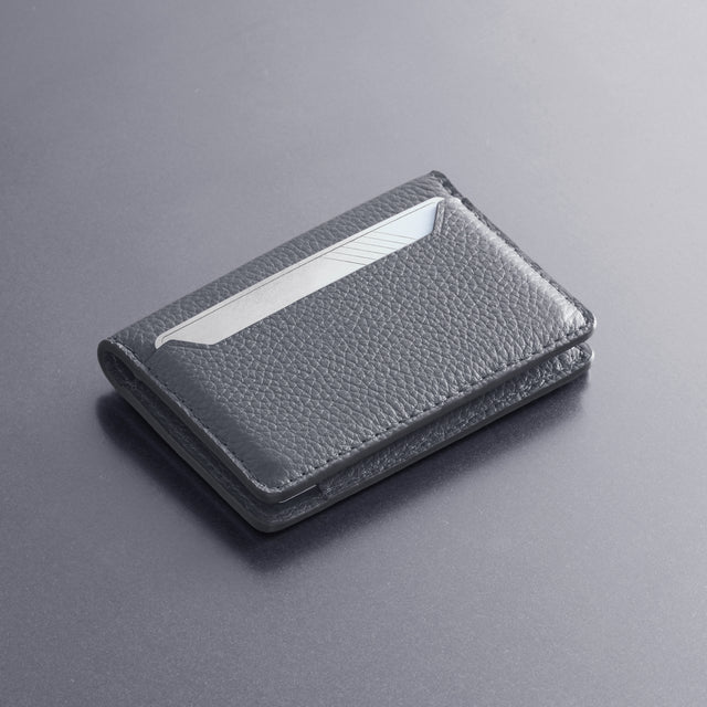 leather wallet bifold slim cards grey