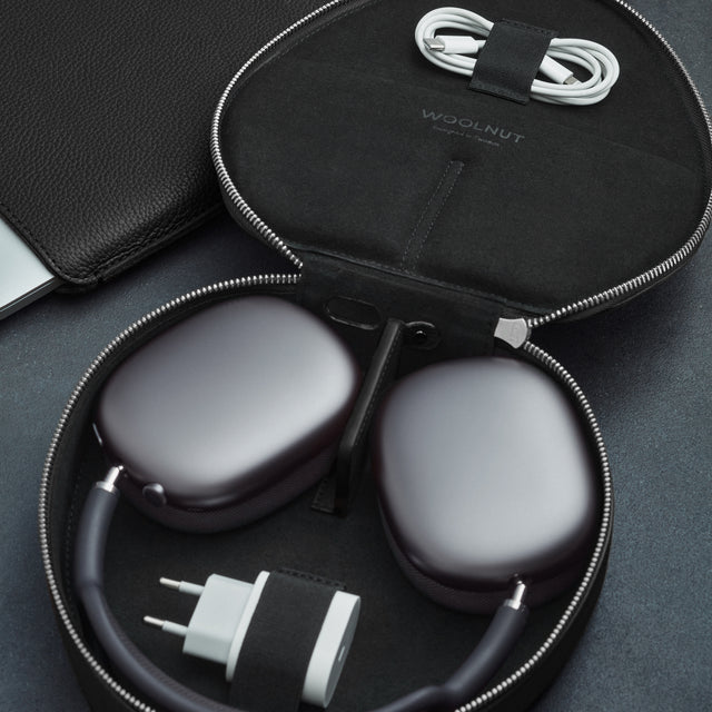 woolnut black leather case for airpods max