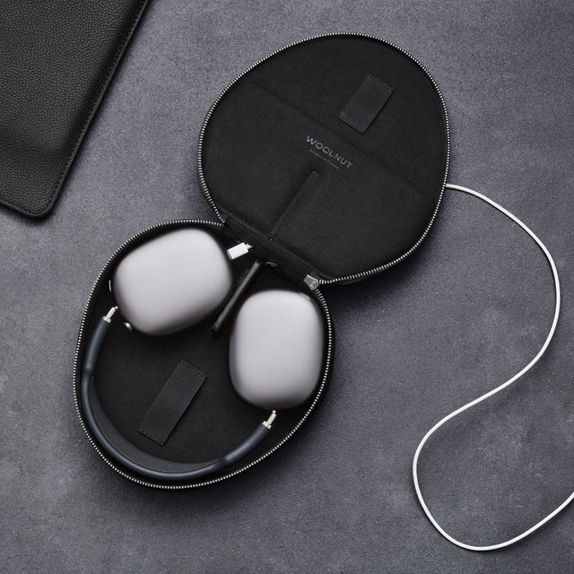 woolnut black leather case for airpods max
