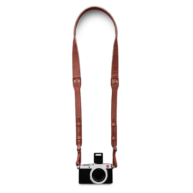 cognac brown camera strap leather