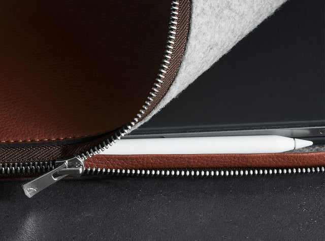woolnut ipad leather folio zipper bag case for apple pen pro magic keyboard smart folio