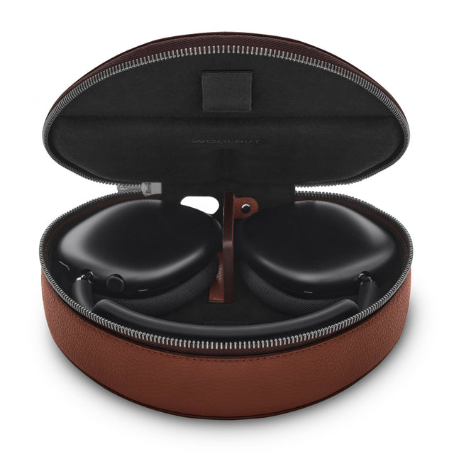 woolnut airpods max leather case cover cognac brown
