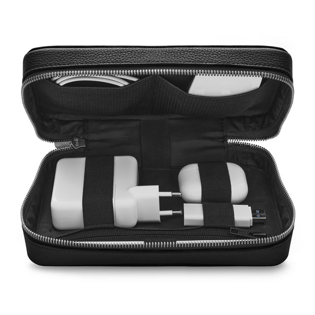 woolnut tech organizer black leather
