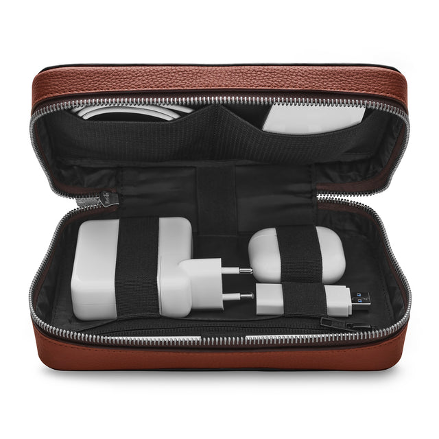 woolnut tech organizer cognac leather