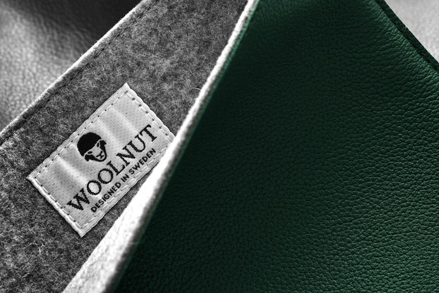 new green leather sleeves woolnut