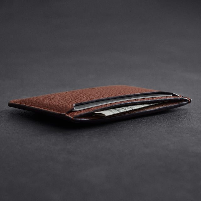 woolnut leather card holder cognac brown
