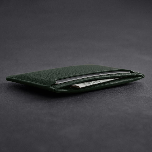 woolnut leather card holder green