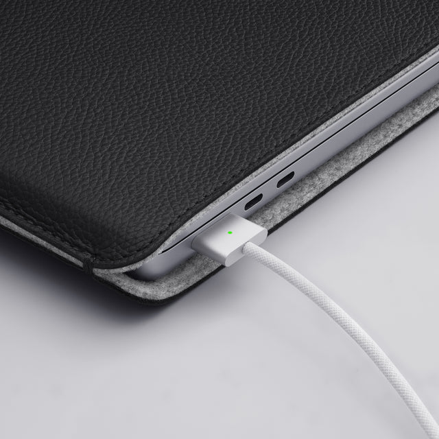 WOOLNUT macbook air 13 15 case sleeve leather wool black