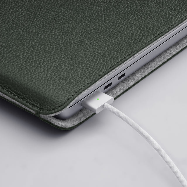 WOOLNUT macbook air 13 15 case sleeve leather wool green