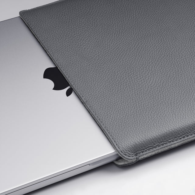 WOOLNUT MacBook sleeve leather apple grey
