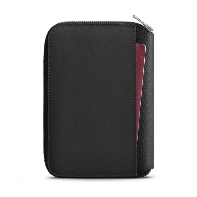 WOOLNUT zipped travel wallet for passport bills boarding pass cards black