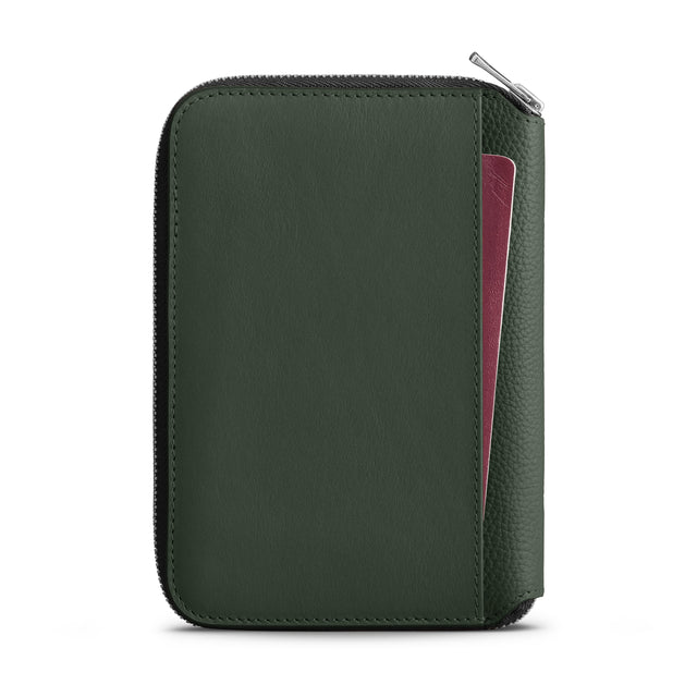WOOLNUT zipped travel wallet for passport bills boarding pass cards green