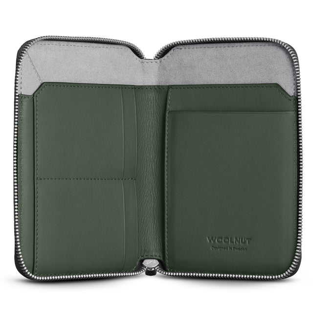 WOOLNUT premium folio travel accessories organizer leather green