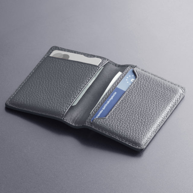 bifold wallet leather card holder grey