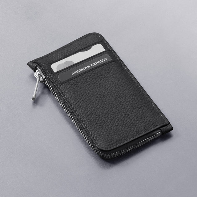 woolnut leather wallet coin black
