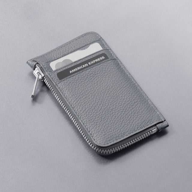 woolnut leather wallet coin grey