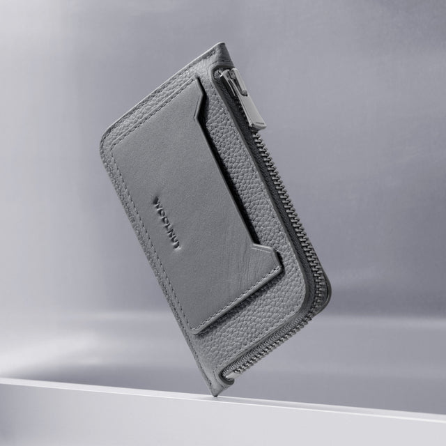 woolnut card wallet zipper grey