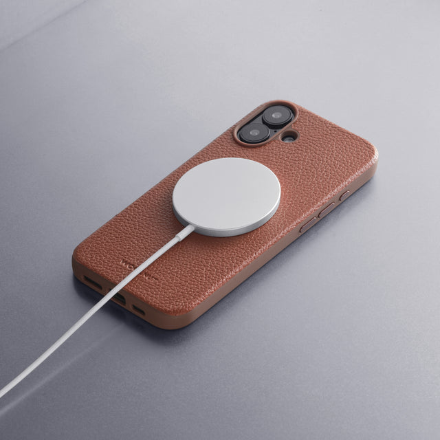 woolnut leather case iphone 16 plus cognac brown