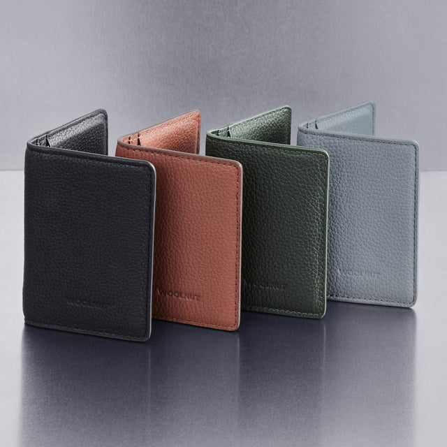 wallet card holder slim premium leather bifold woolnut