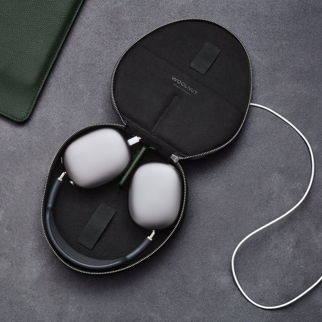 woolnut leather case for airpods max green