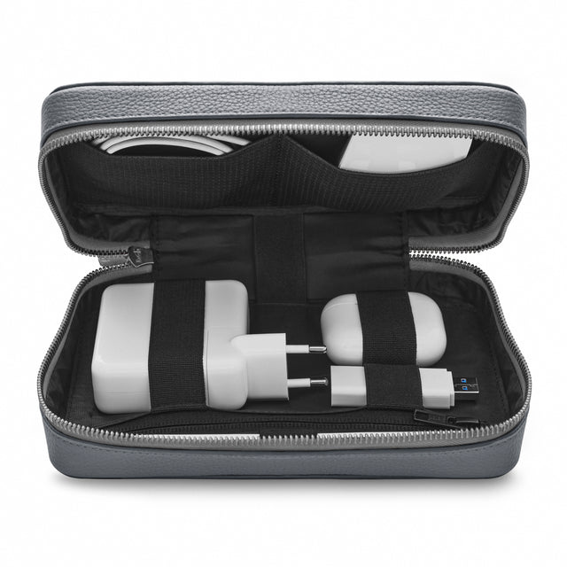 woolnut tech organizer grey leather