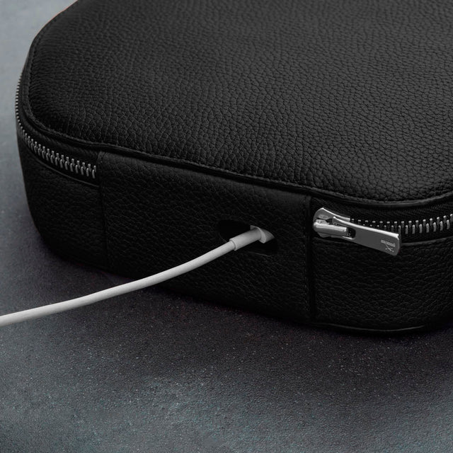 airpods max leather case bag in black leather by woolnut