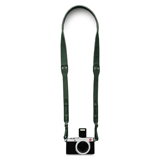 green camera strap leather