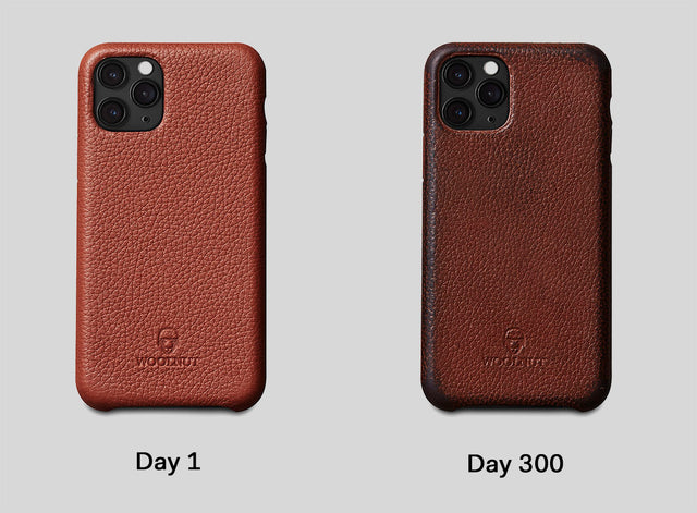iphone leather case patina before after woolnut